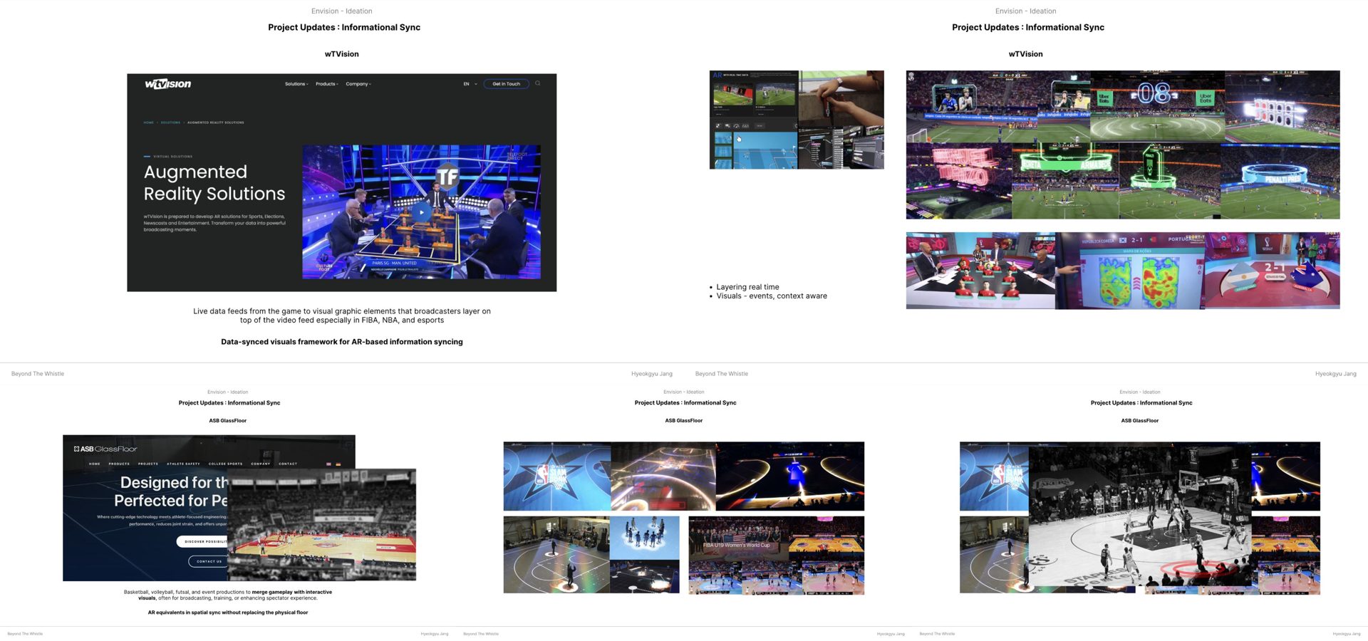 Comparison boards of AR sports broadcast services